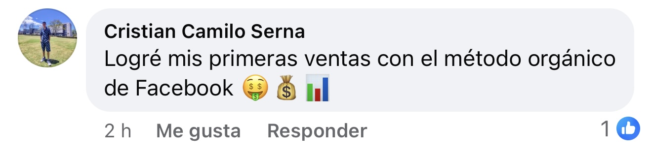 Testimonio de participante que comparte ventas con método orgánico