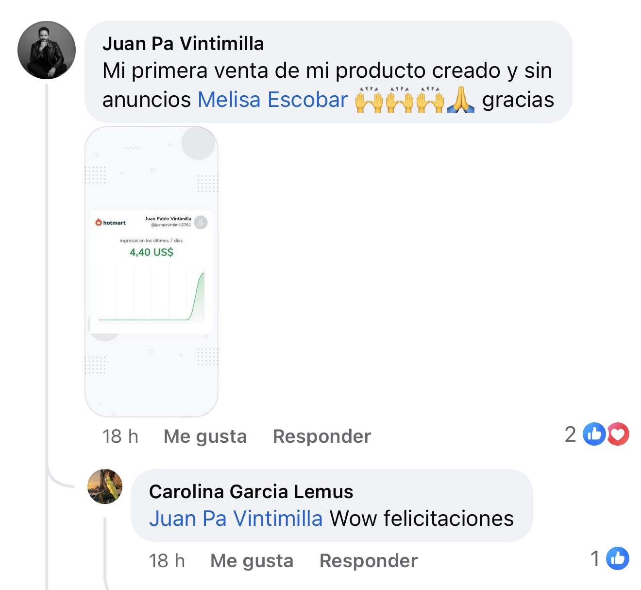 Testimonio de participante que comparte su primera venta sin anuncios