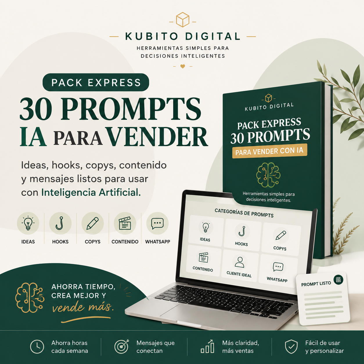 Pack Express 30 Prompts IA para Vender de Kubito Digital