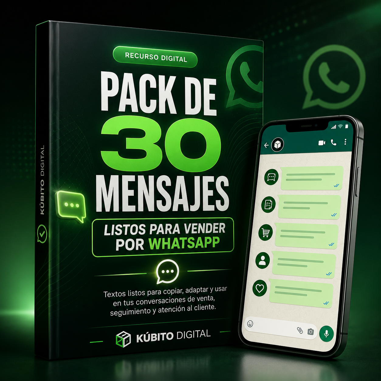 Portada del Pack de 30 mensajes listos para vender por WhatsApp